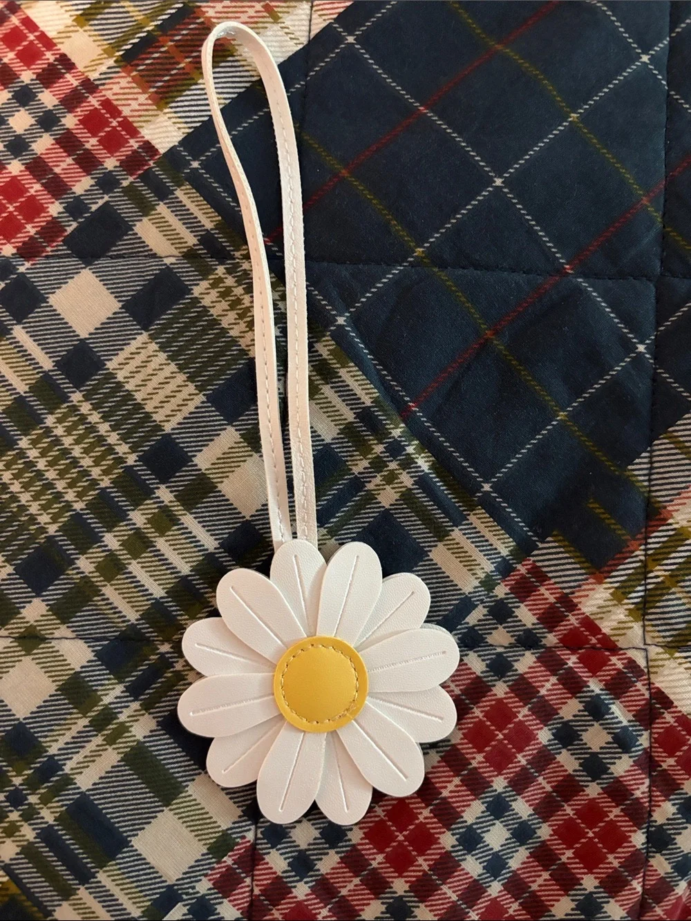 White and Yellow Daisy bag charm  - dual sided